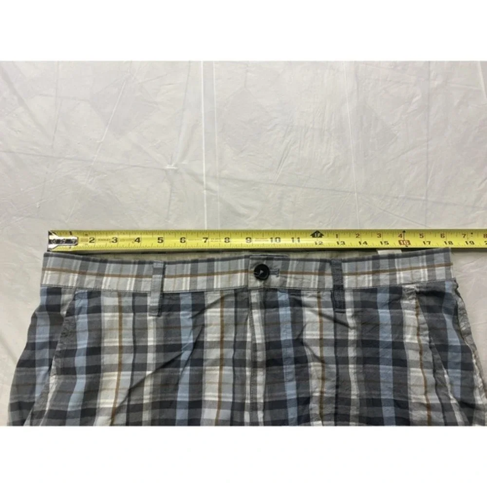 Banana‎ Republic Men's Flat Front 100% Cotton Blue Plaid Shorts 36